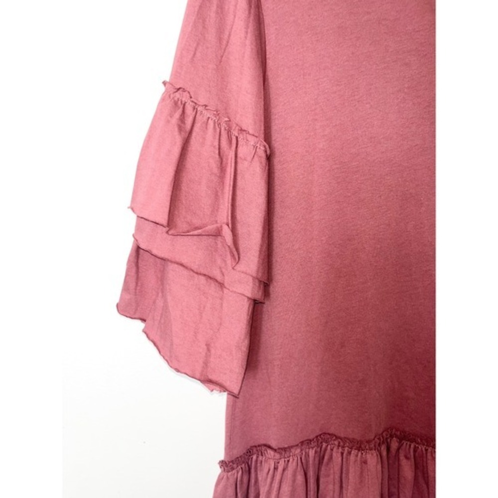 Zara NWT Trafaluc Mauve Pink Tiered‎ Ruffle Sleeve Drop Waist Midi Dress | Small - Picture 6 of 12